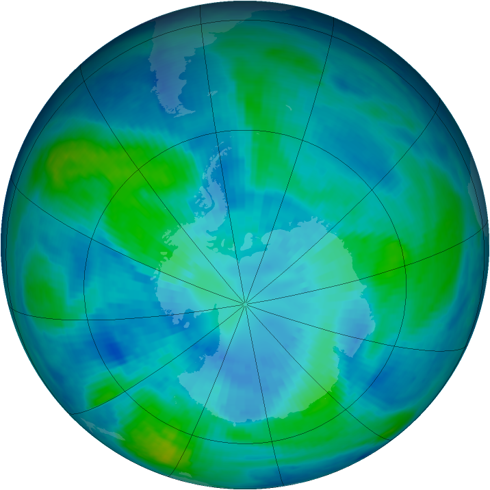 Antarctic ozone map for 01 April 1998